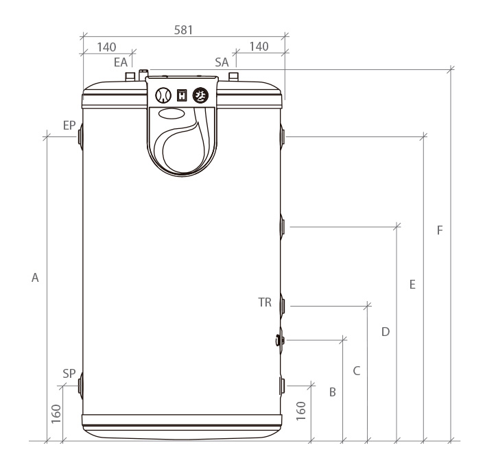 Imagen medidas depósito inercia bt duo 150-250