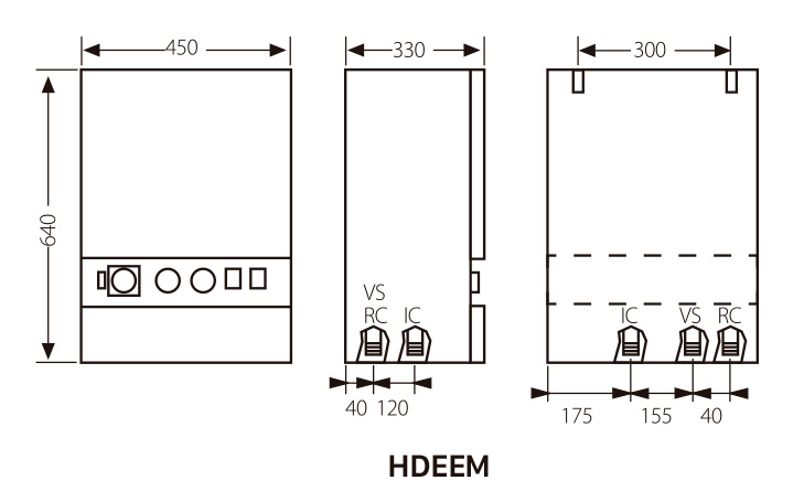 Imagen dimensiones caldera eléctrica hdee heem
