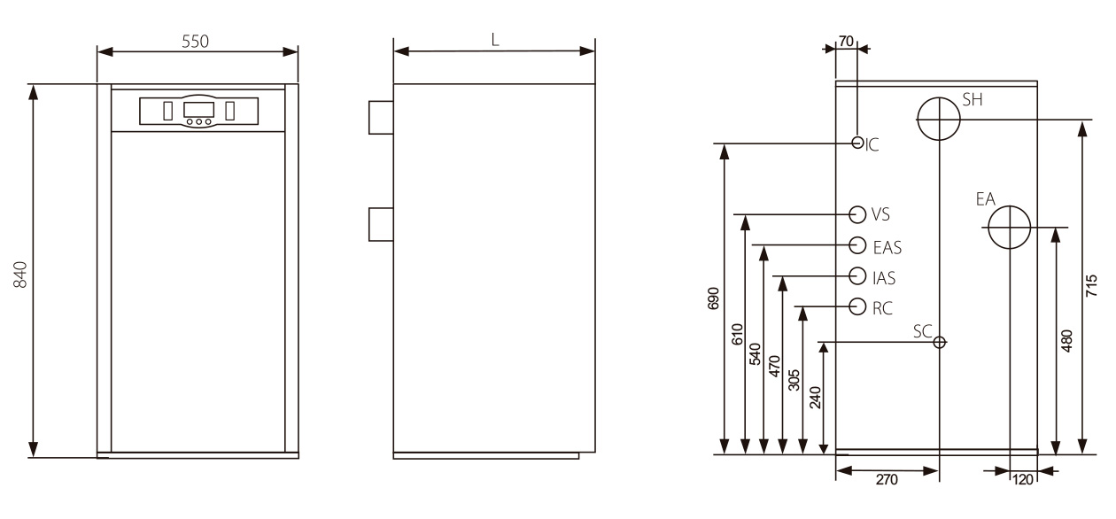 Imagen dimensiones caldera gasoil evolution ev ham hac
