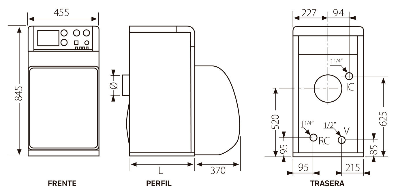 Dimensiones caldera gasoil Jaka HFD