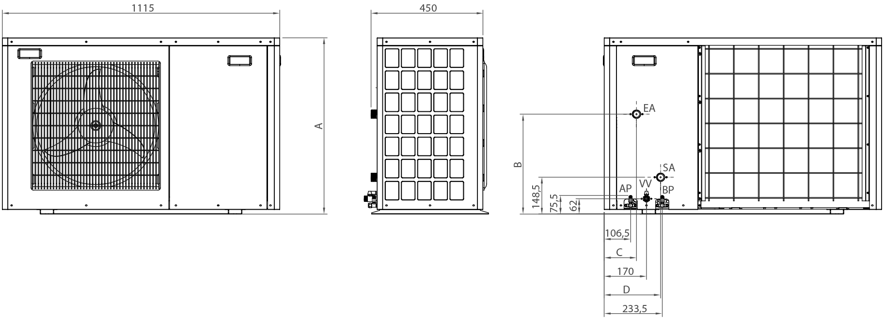 imagen bomba de calor medidas dual clima